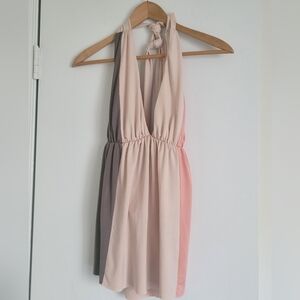 Vintage Y2K Halter Top/Dress pink, brown, tan/cream